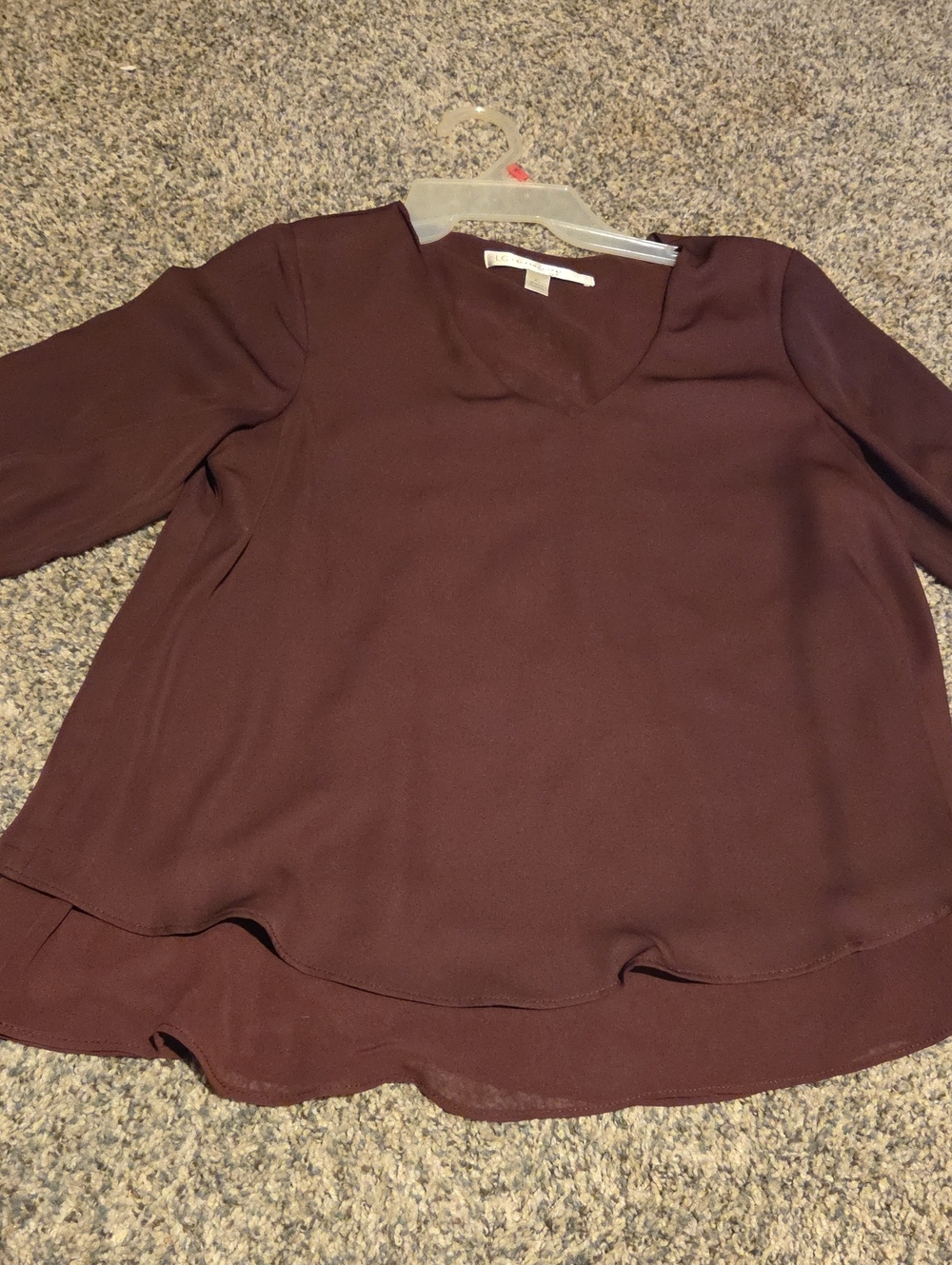 LC Lauren Conrad V-Neck Blouse - Burgundy